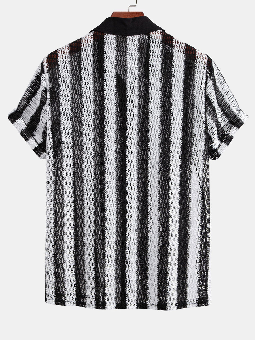 Camicia Button Up Texturizzata a Strisce Hollow Out