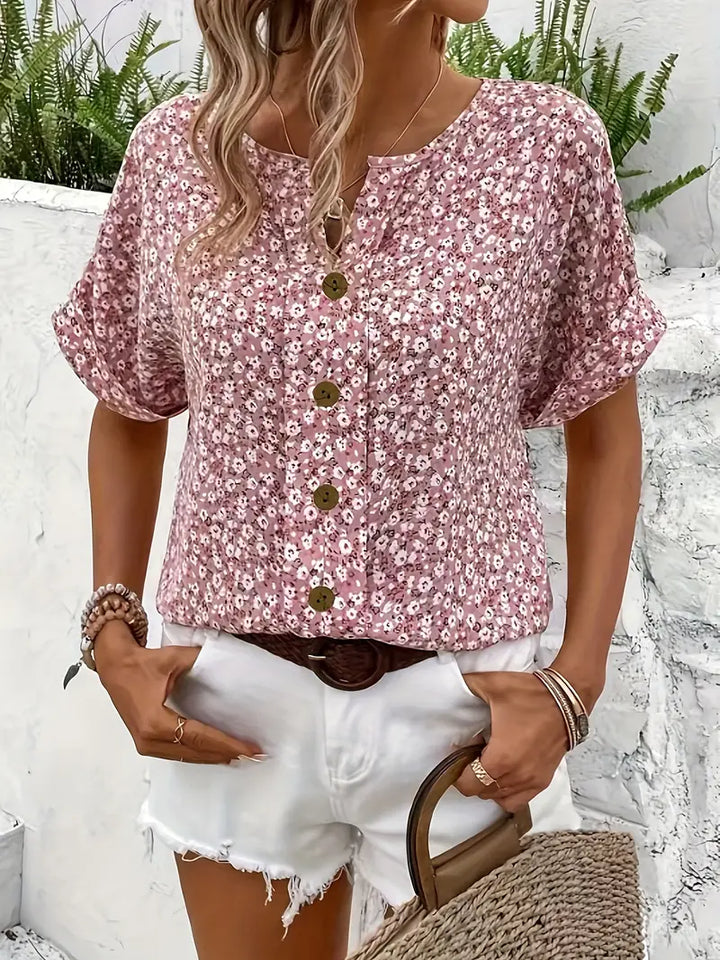 Cindy™ | Blusa a Collo Notch con Stampa Floreale