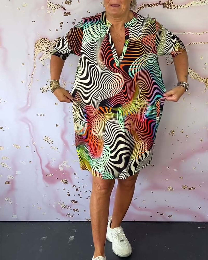 Ria™ | Abito Colorato con Scollo a V