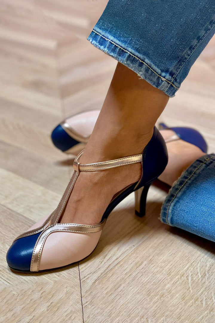 Alessia™ | Scarpe con tacco T-strap colorate e confortevoli con punta rotonda