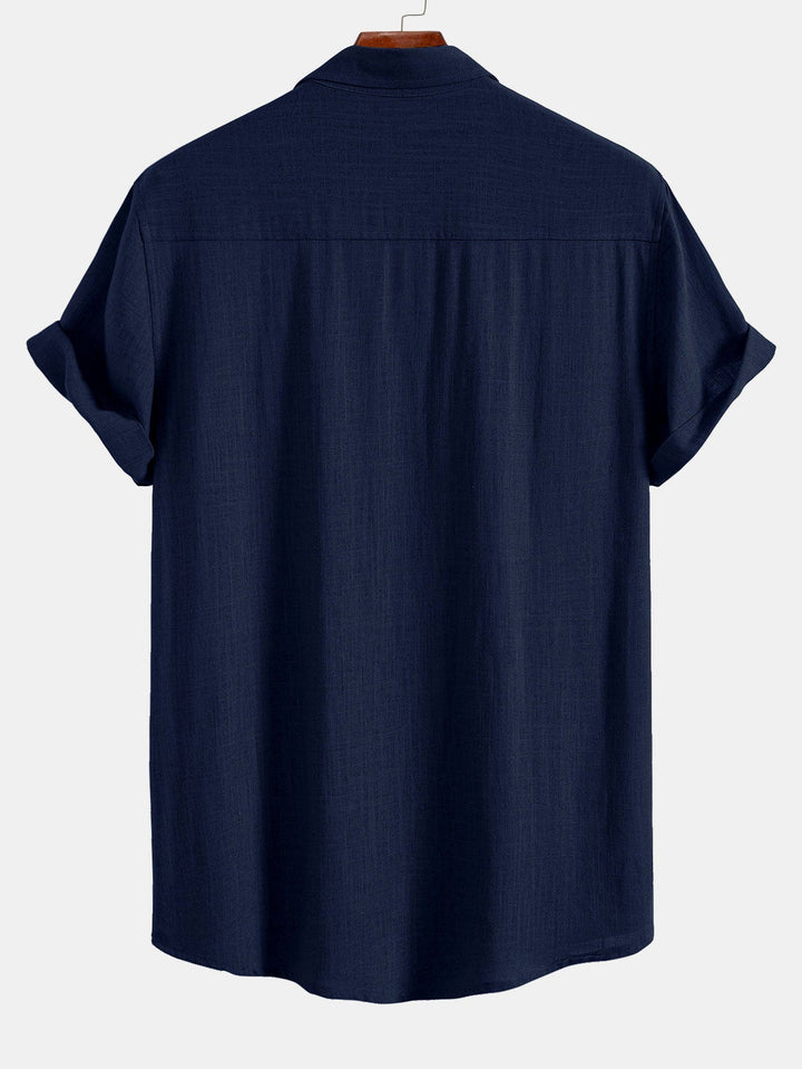 Camicia Utility in Mistura di Lino e Rayon con Tasche & Pantaloni in Lino a Gamba Dritta