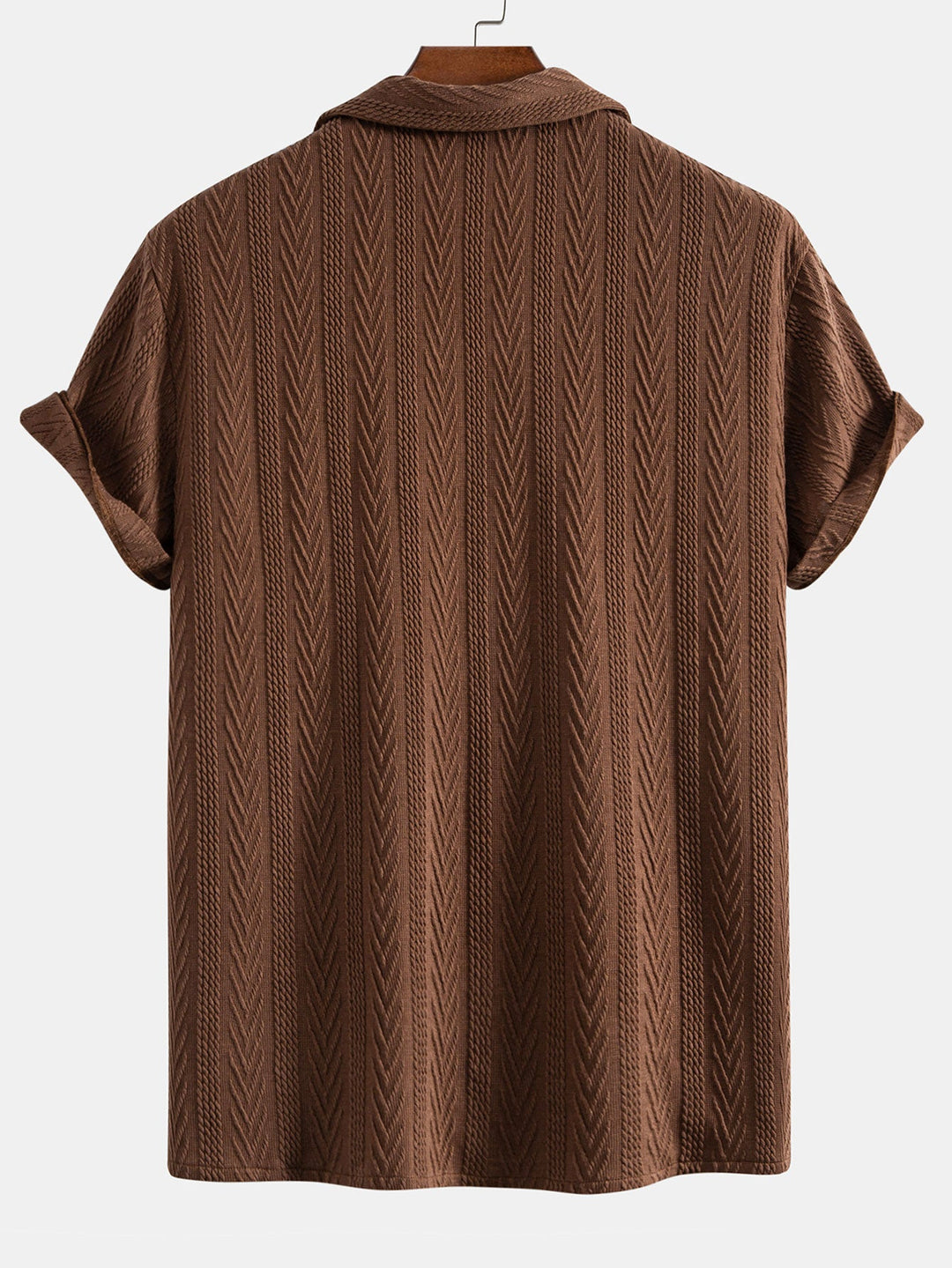 Camicia Cubana in Jacquard e Pantaloni Corti Texturizzati con Coulisse