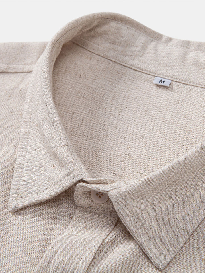 Camicia Utility in Mistura di Lino e Rayon con Tasche & Pantaloni in Lino a Gamba Dritta