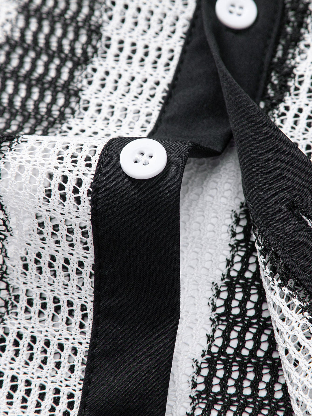 Camicia Button Up Texturizzata a Strisce Hollow Out