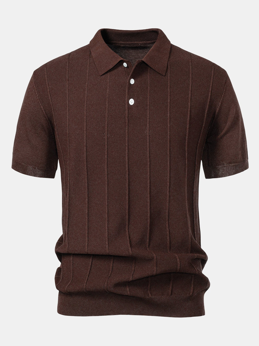 Polo Shirt in Maglia Jacquard a Strisce e Pantaloni a Gamba Dritta a Coste