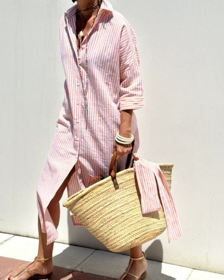 SERENA™  | Abito Camicia Stripes con Eleganti Lacci