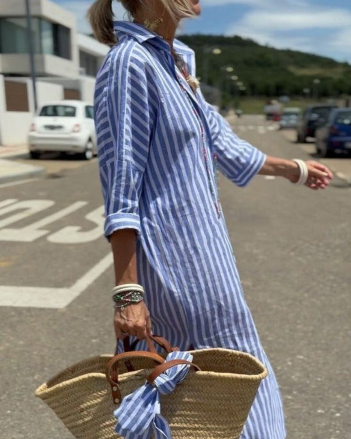SERENA™  | Abito Camicia Stripes con Eleganti Lacci