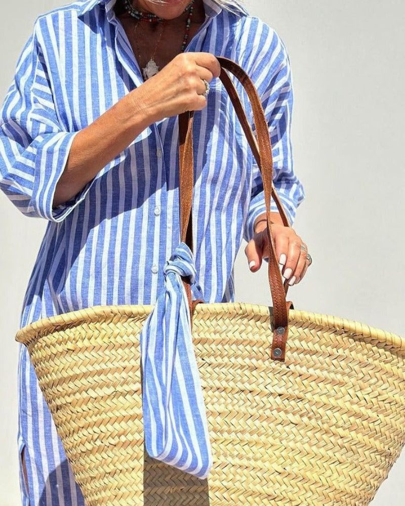 SERENA™  | Abito Camicia Stripes con Eleganti Lacci