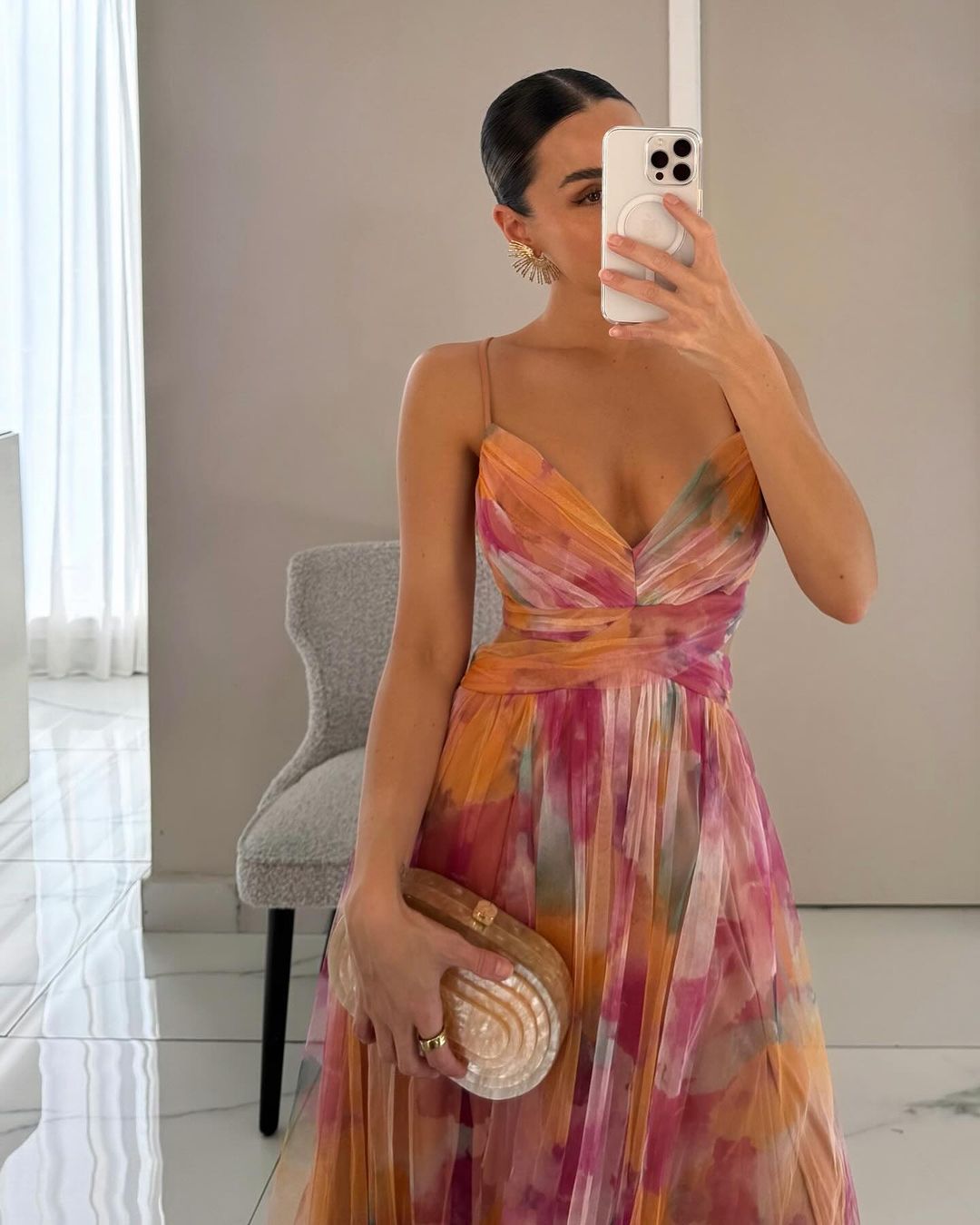Liora™ | Maxidress Elegante con Stampa Acquerello