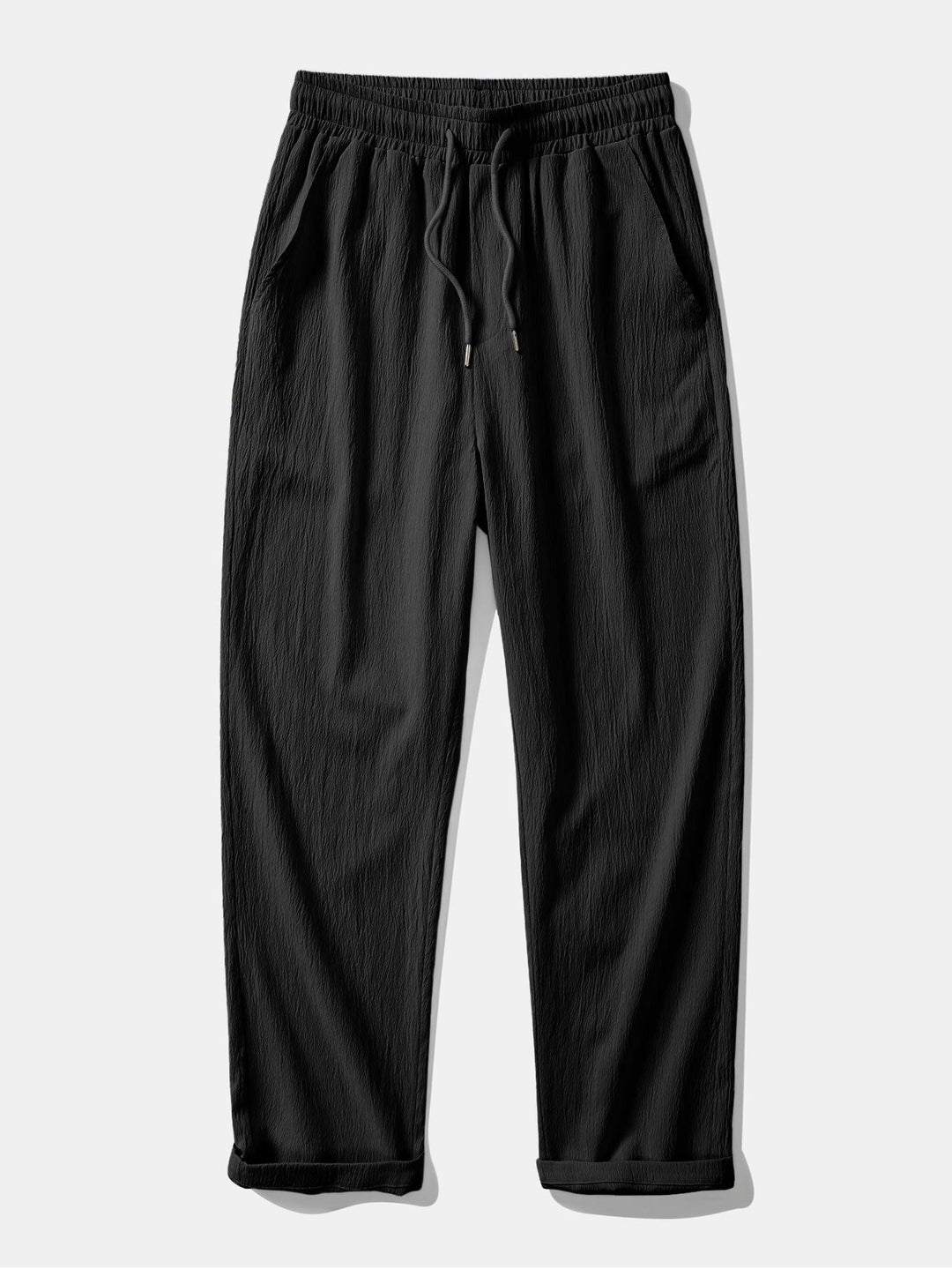 Camicia Button Up Texturizzata Stropicciata & Pantaloni Dritti in Tessuto Stropicciato