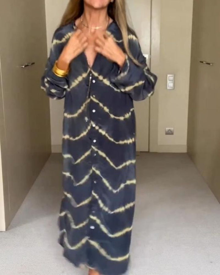 Clémence™ | Abito Boho Elegante a Strisce Lunghe