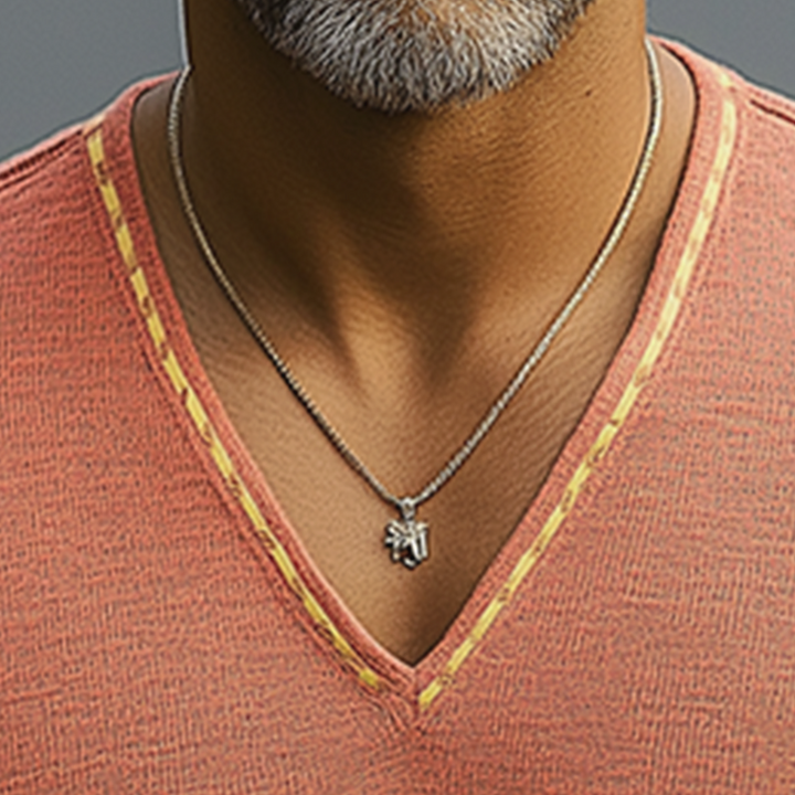 T-Shirt Estiva Leggera da Uomo in Lino Ricamato con Collo a V e Maniche Corte