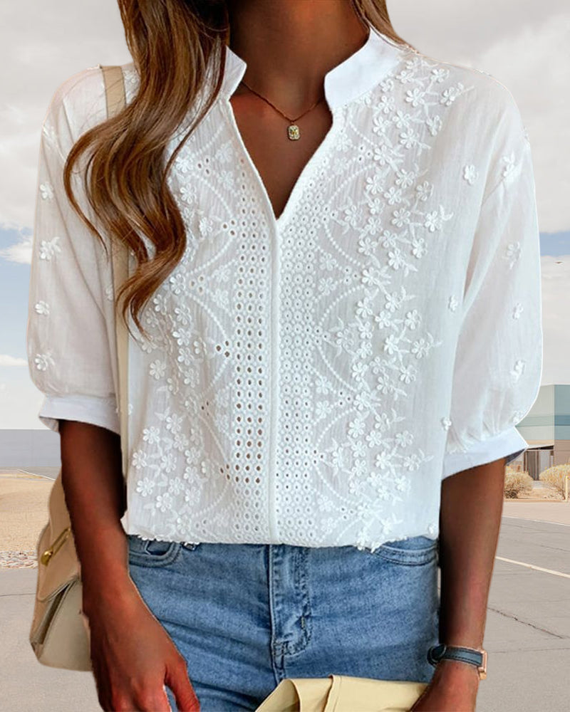 Yara™ | Blusa Bianca con Maniche a Sbuffo
