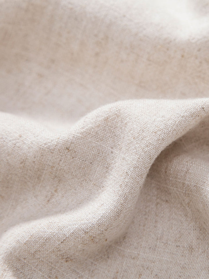 Camicia Button Up in Mistura di Lino e Rayon & Pantaloni Corti con Coulisse Testurizzati