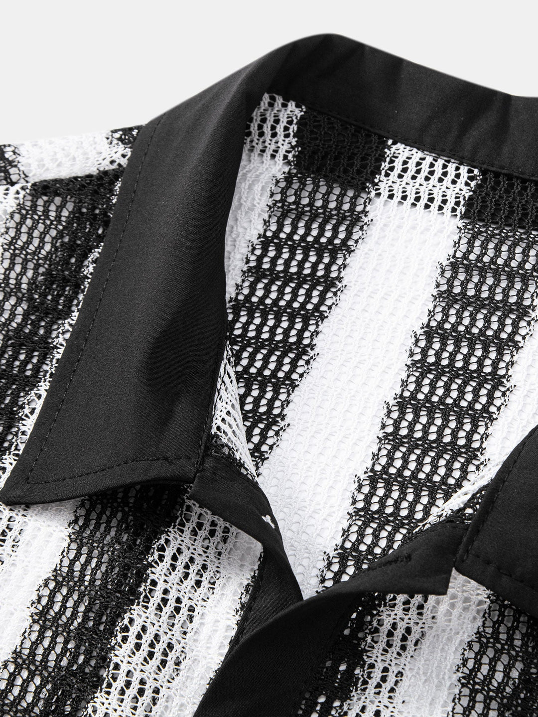 Camicia Button Up Texturizzata a Strisce Hollow Out