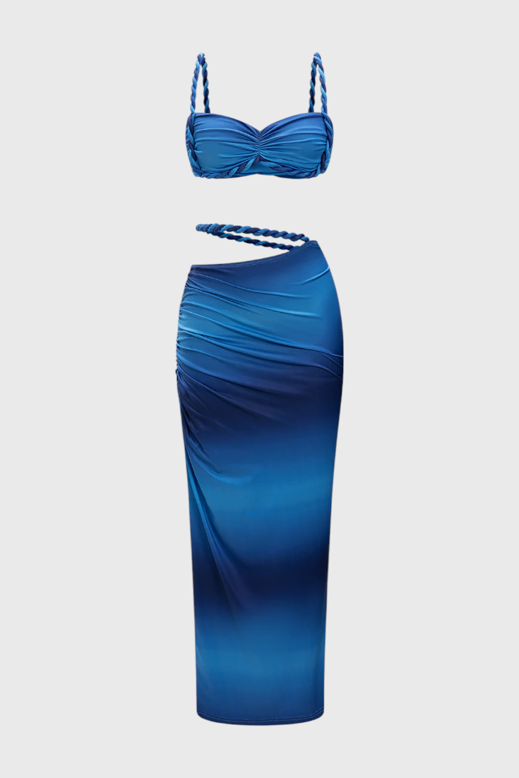 Completo Saira con Gonna Arricciata e Top Schiena Scoperta