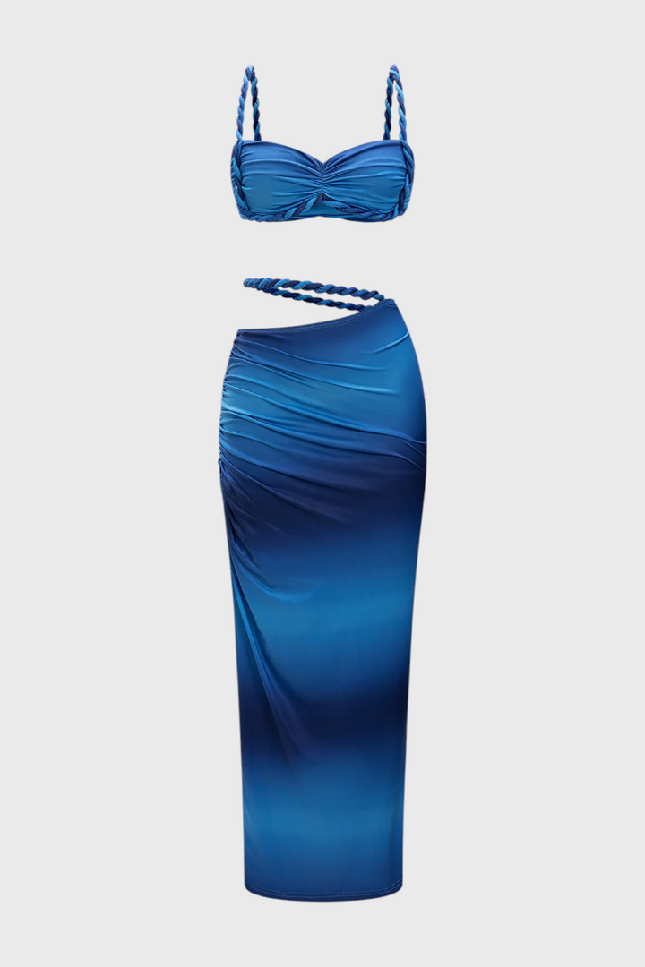 Completo Saira con Gonna Arricciata e Top Schiena Scoperta