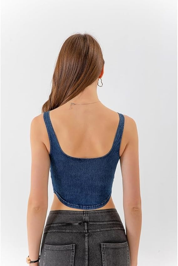 Luna™ | Top Corto in Denim