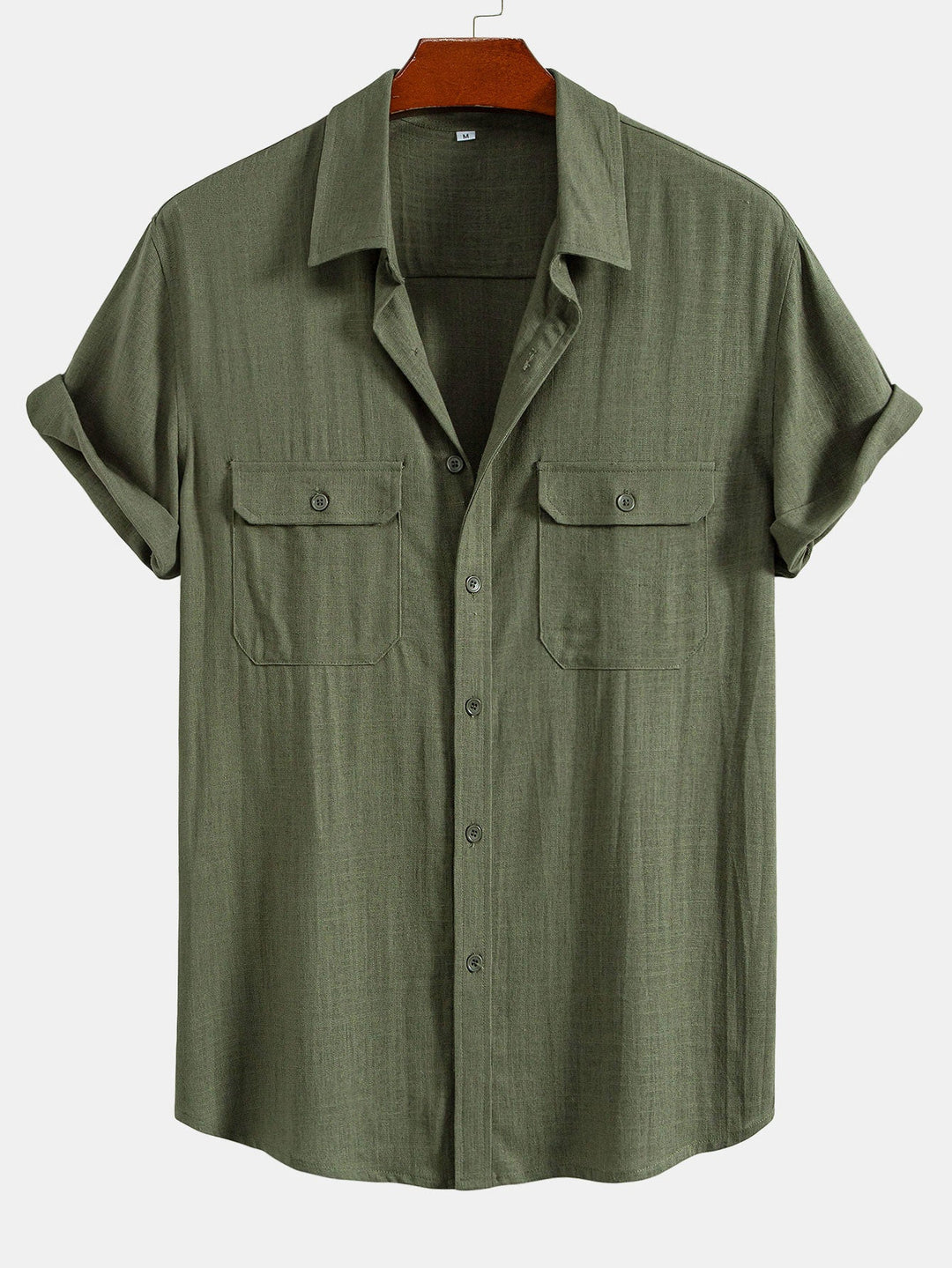 Camicia Utility in Mistura di Lino e Rayon con Tasche & Pantaloni in Lino a Gamba Dritta