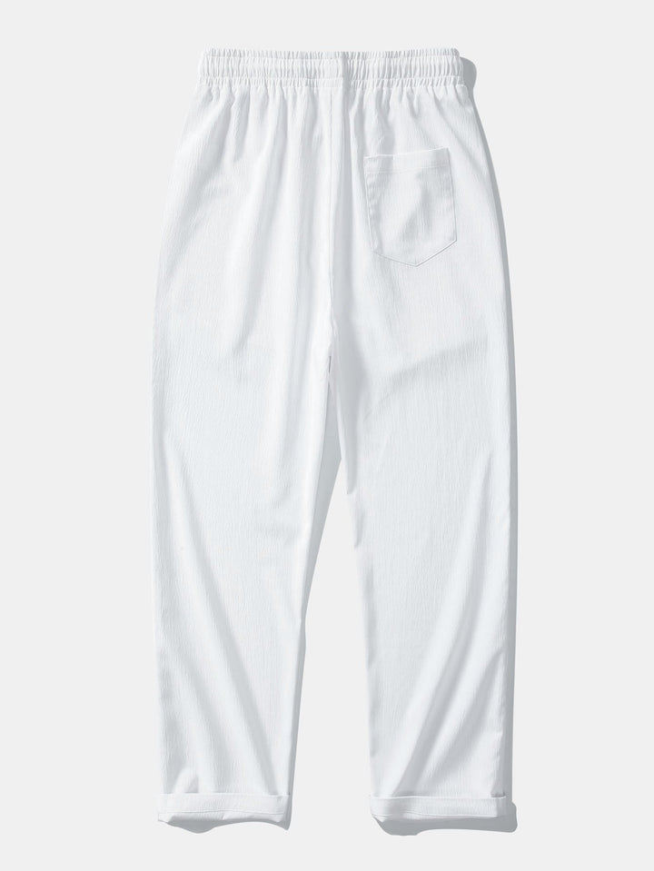 Camicia Button Up Texturizzata Stropicciata & Pantaloni Dritti in Tessuto Stropicciato