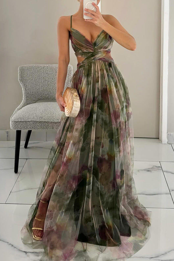 Liora™ | Maxidress Elegante con Stampa Acquerello