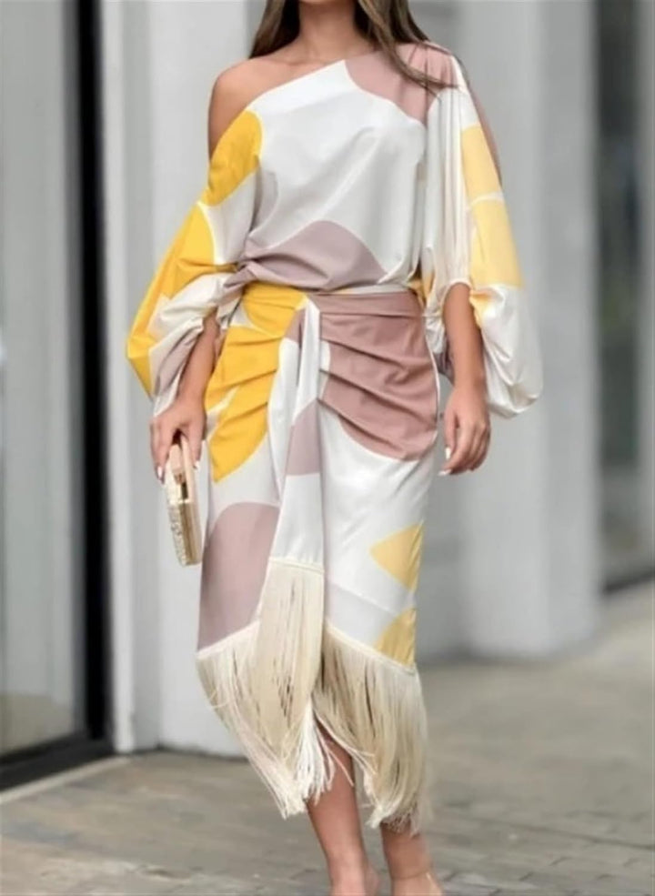 Talia™ | Abito in Raso con Maniche a Sbuffo