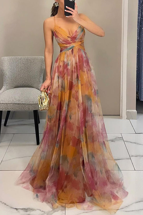 Liora™ | Maxidress Elegante con Stampa Acquerello