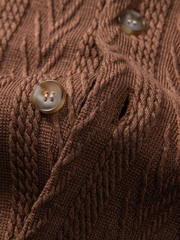 Camicia Cubana in Jacquard e Pantaloni Corti Texturizzati con Coulisse