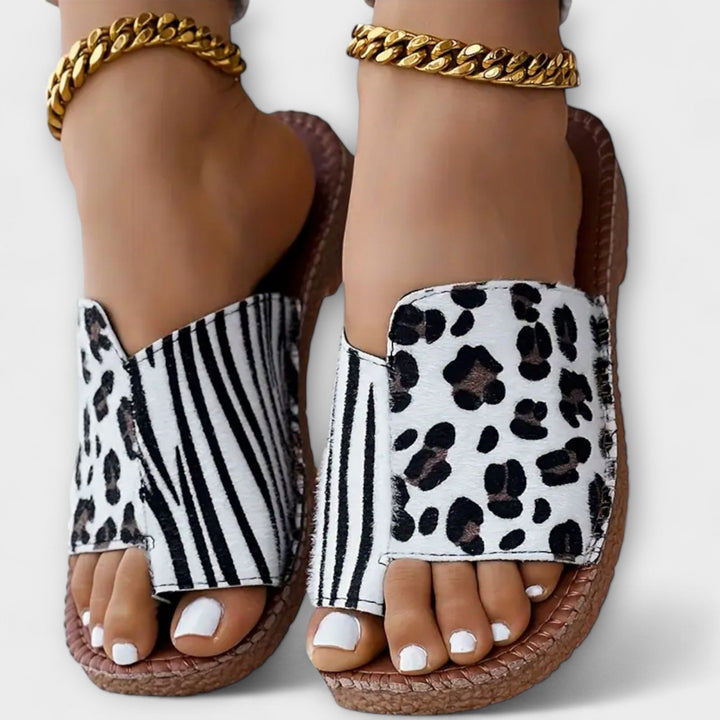 Rachele | Pantofole leopardate bicolori