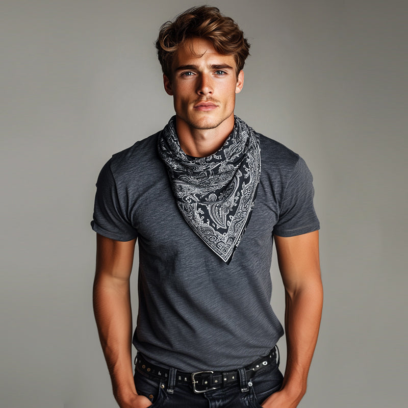 Maglietta a Manica Corta con Collo Rotondo in Seta Stampata Perris Finta Due Pezzi Retro Casual da Uomo