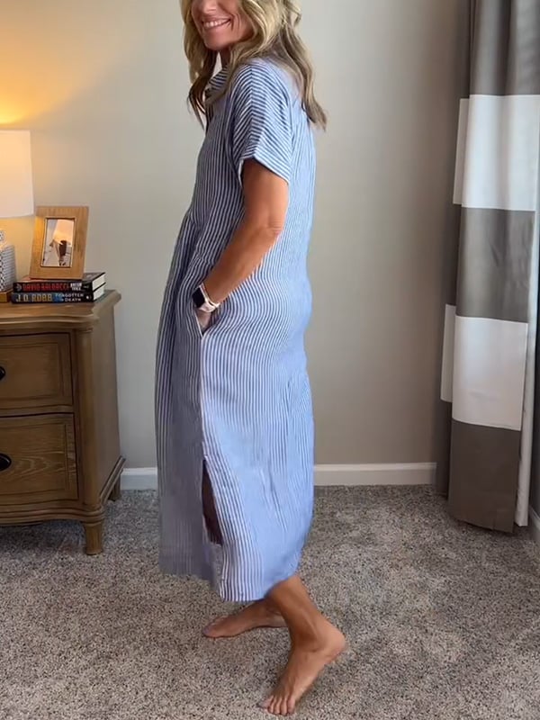 Celira™ | Abito a Righe con Bottoni