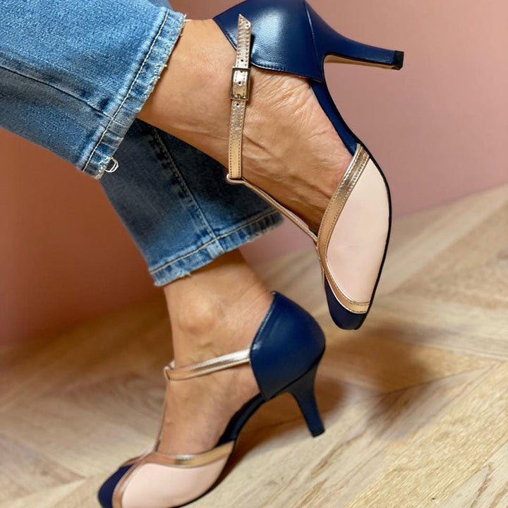 Alessia™ | Scarpe con tacco T-strap colorate e confortevoli con punta rotonda