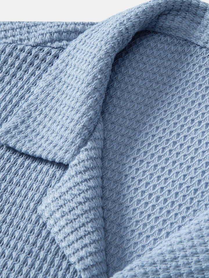 Camicia e Pantaloni Corti Cubani con Texture a Waffle