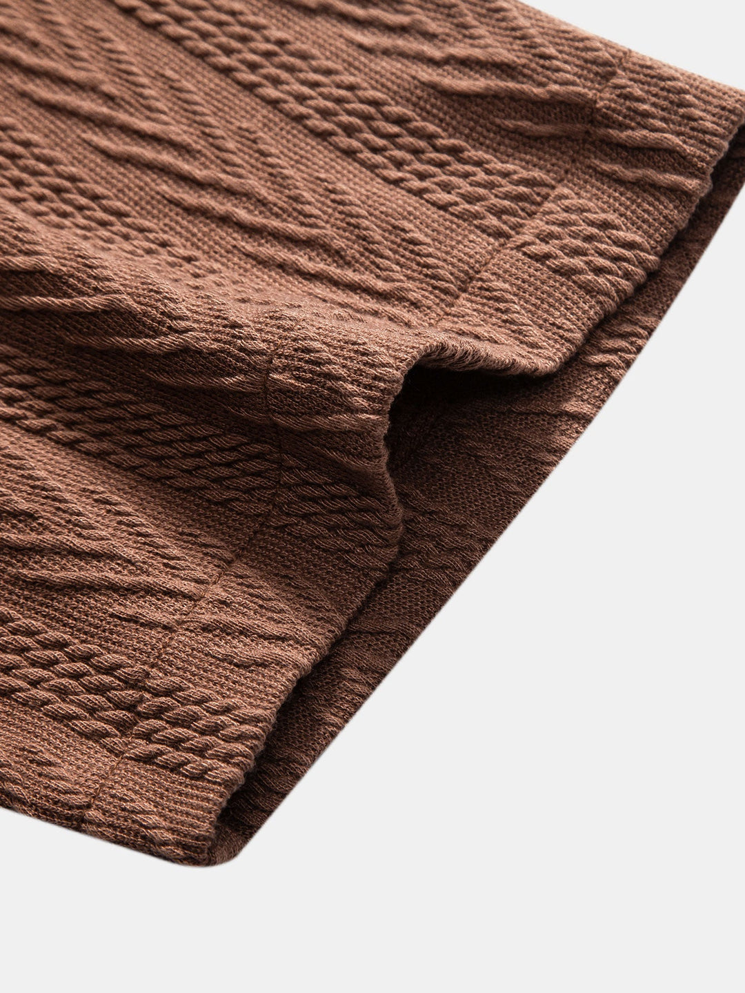 Camicia Cubana in Jacquard e Pantaloni Corti Texturizzati con Coulisse