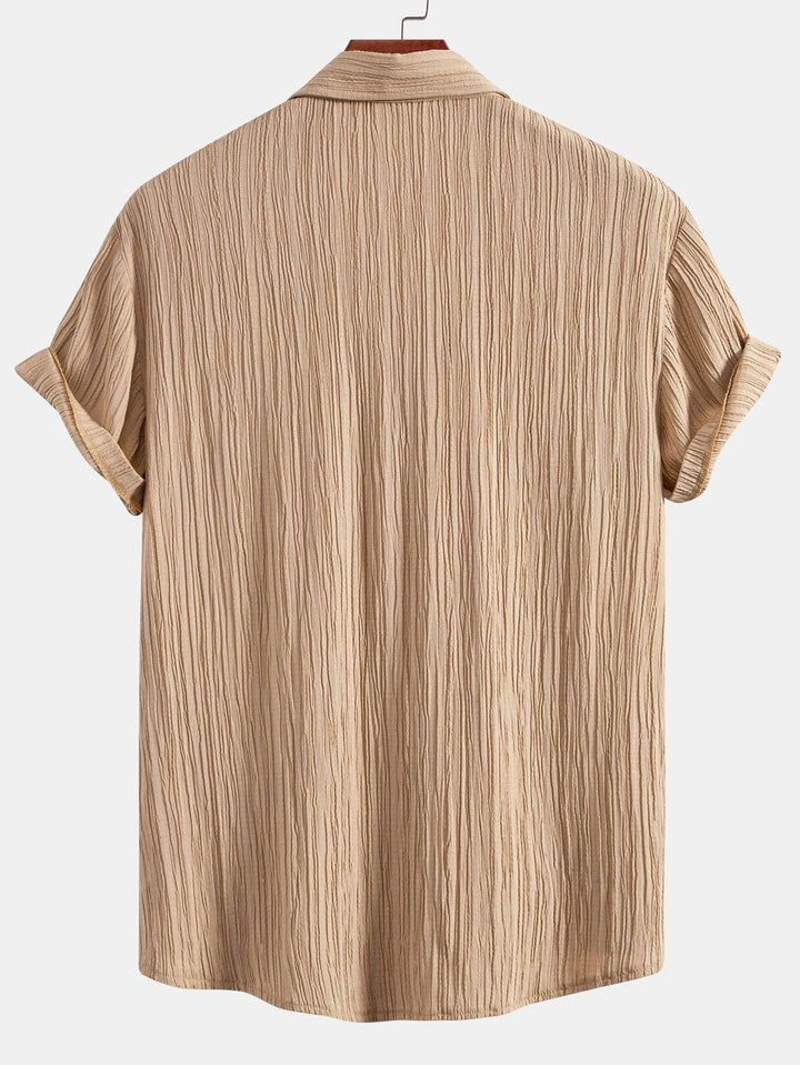 Camicia Button Up Texturizzata Stropicciata & Pantaloni Dritti in Tessuto Stropicciato