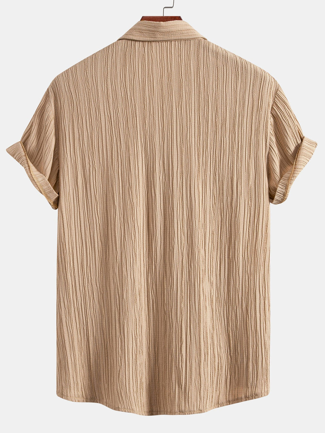 Camicia Button Up con Texture Pieghettata & Pantaloni Corti con Coulisse in Texture Pieghettata