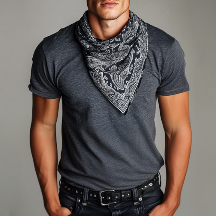 Maglietta a Manica Corta con Collo Rotondo in Seta Stampata Perris Finta Due Pezzi Retro Casual da Uomo