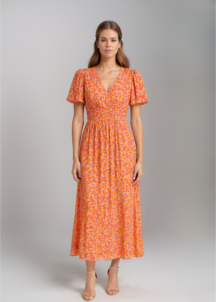 Seraphina™ | Abito Maxi con Maniche Fluttuanti e Stampa Floreale