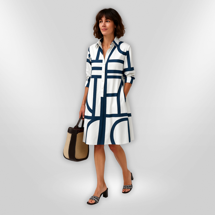 Helena™ | Abito Midi con Motivo Geometrico