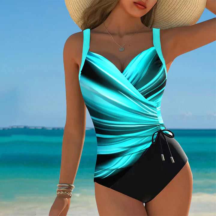 Costume da Bagno Intero con Corda di Colore Contrasto