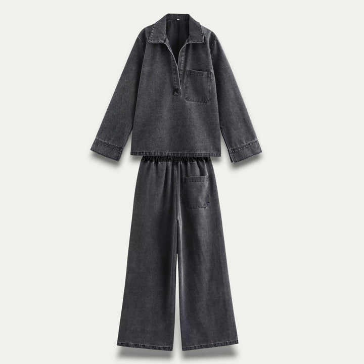 Jasmine™ | Set Due Pezzi in Denim a Vita Alta per Donne