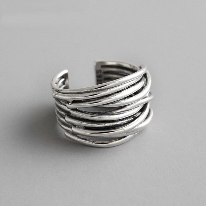 Anello regolabile in argento sterling 925 a strati