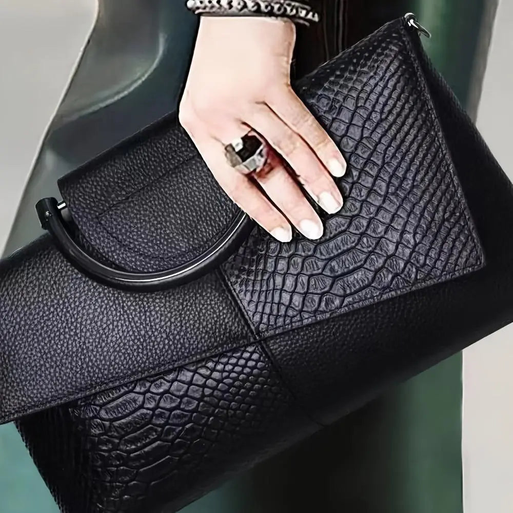 Borsa di Lusso Celeste con Embossing Crocodile