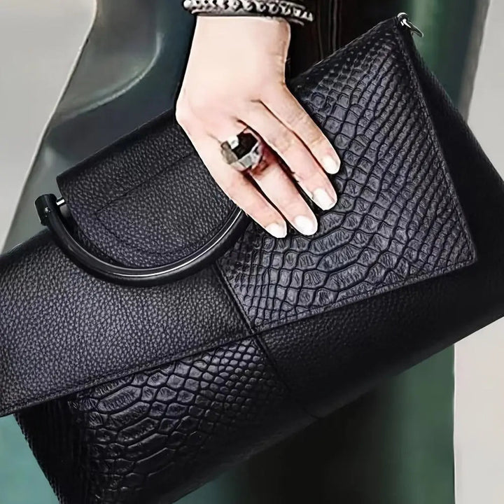 Borsa di Lusso Celeste con Embossing Crocodile
