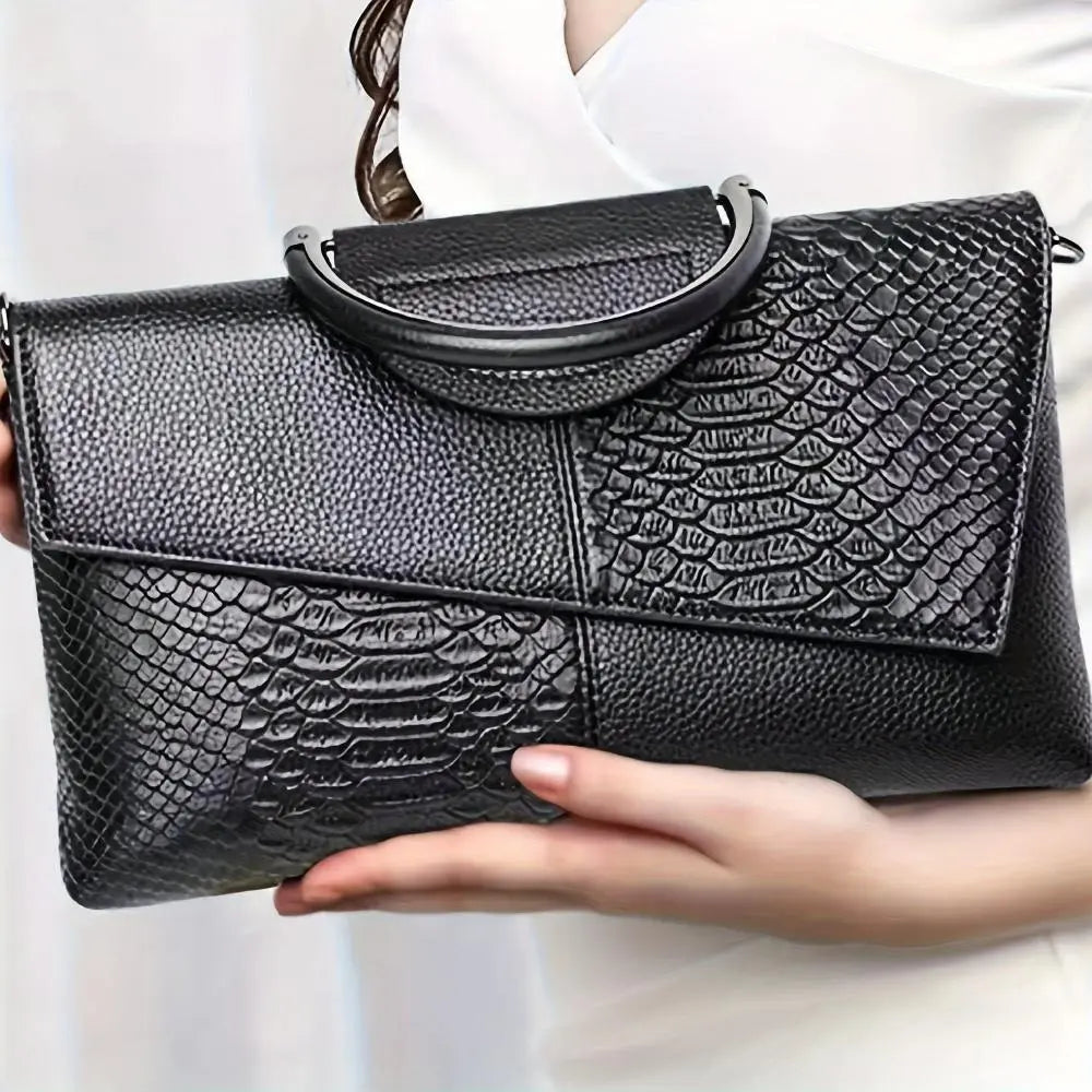 Borsa di Lusso Celeste con Embossing Crocodile
