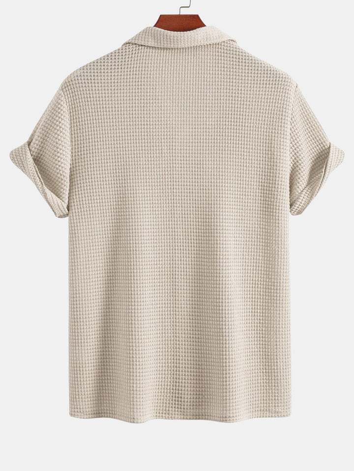 Camicia e Pantaloni Corti Cubani con Texture a Waffle