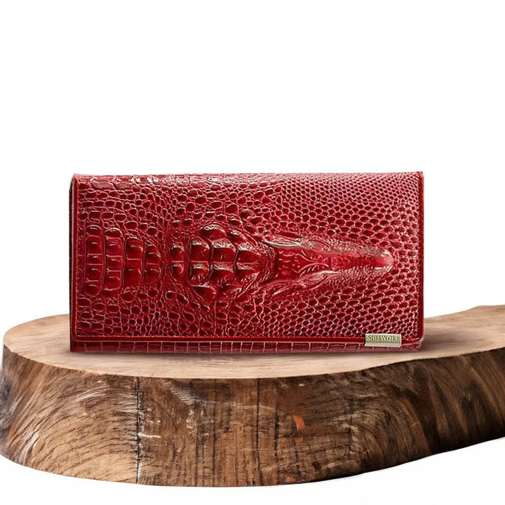Portafoglio RFID Elegante in Pelle Con Embossing Crocodile
