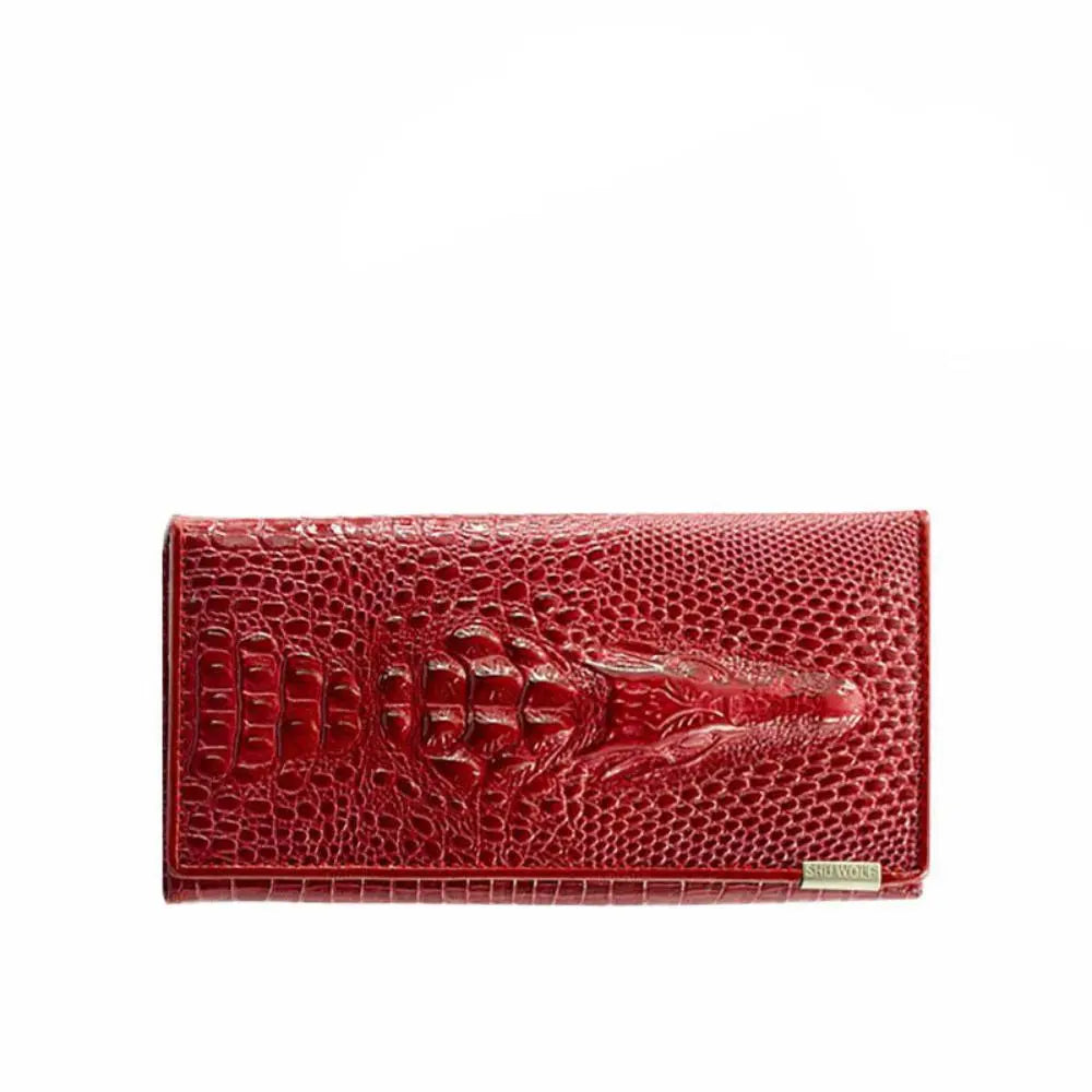 Portafoglio RFID Elegante in Pelle Con Embossing Crocodile