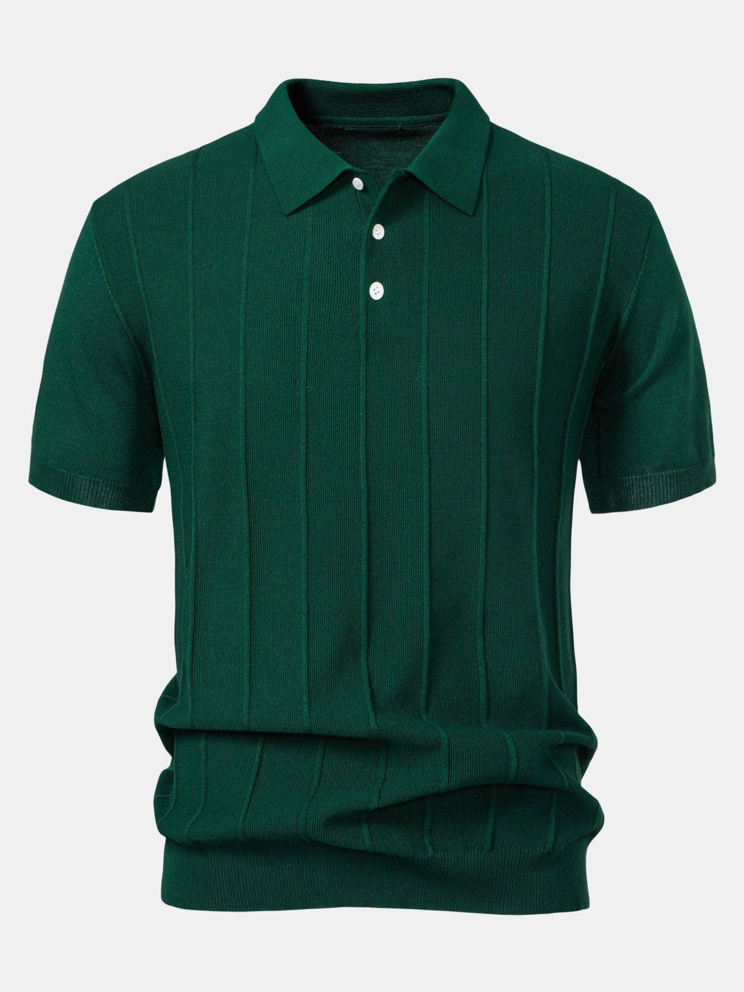 Polo Shirt in Maglia Jacquard a Strisce e Pantaloni a Gamba Dritta a Coste