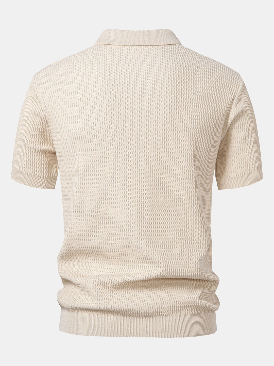 Polo Shirt V Neck in Maglia Jacquard a Onde & Pantaloni Slim Fit Svasati